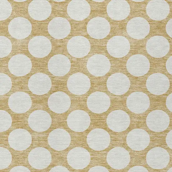 Gold And Beige Polka Dot Washable Indoor Outdoor Area Rug Photo 6