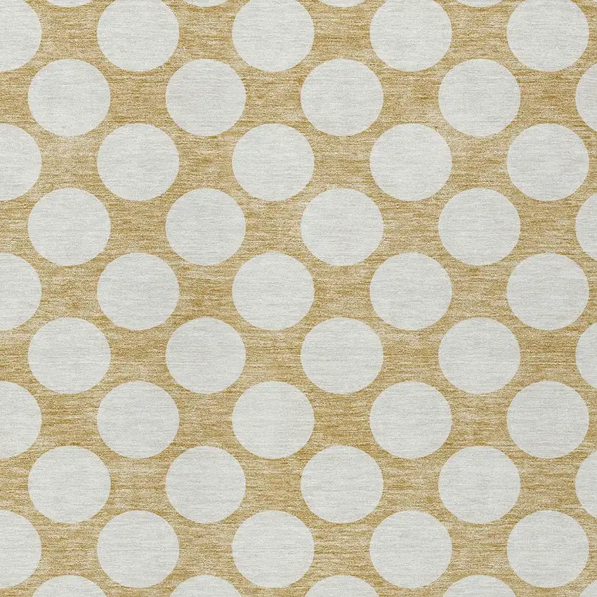 Gold And Beige Polka Dot Washable Indoor Outdoor Area Rug Photo 6