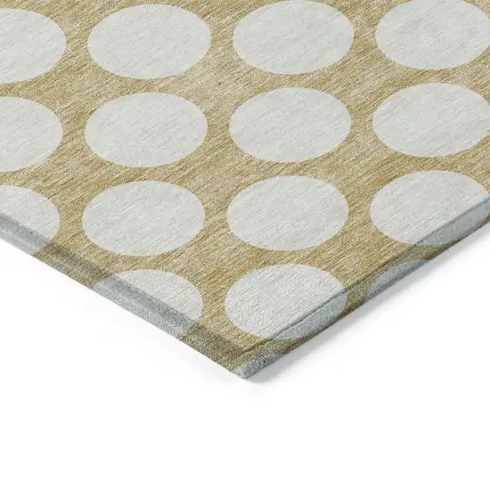 Gold And Beige Polka Dot Washable Indoor Outdoor Area Rug Photo 5