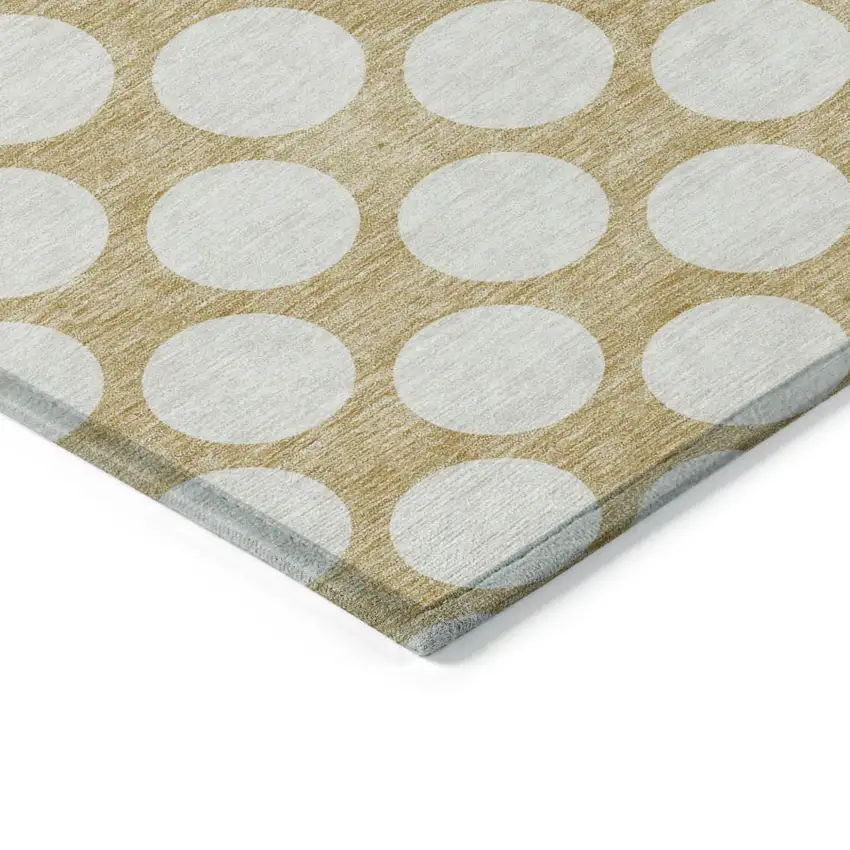 Gold And Beige Polka Dot Washable Indoor Outdoor Area Rug Photo 5