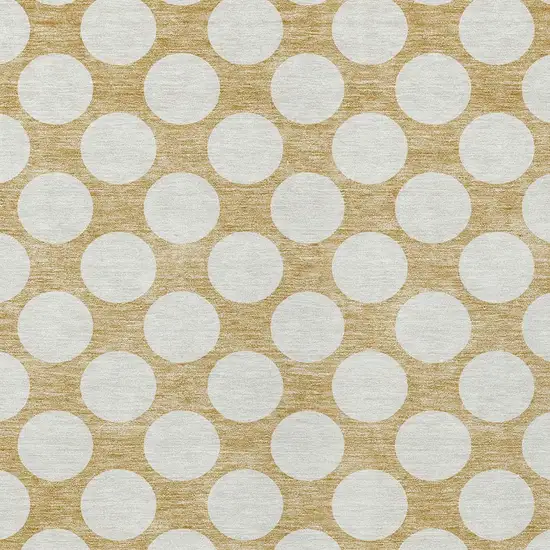 Gold And Beige Polka Dot Washable Indoor Outdoor Area Rug Photo 6