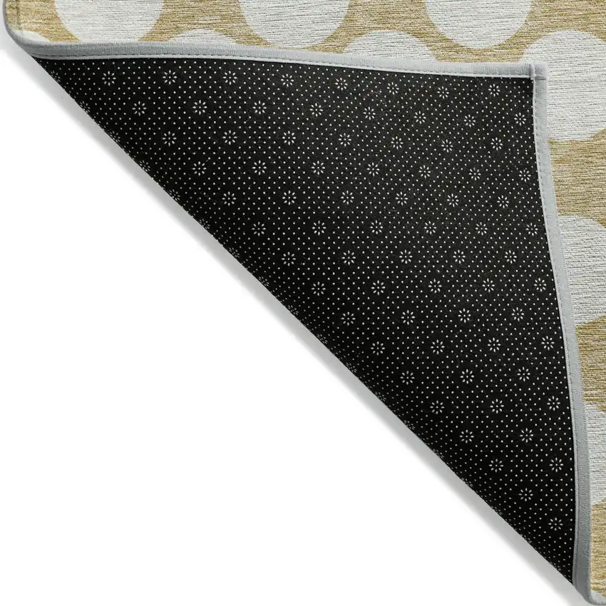 Gold And Beige Polka Dot Washable Indoor Outdoor Area Rug Photo 4