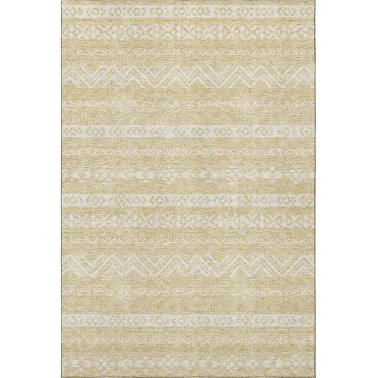 Gold And Beige Southwestern Washable Area Rug With UV Protection Photo 3
