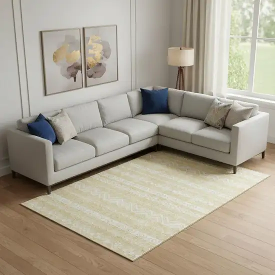 Gold And Beige Southwestern Washable Area Rug With UV Protection Photo 1