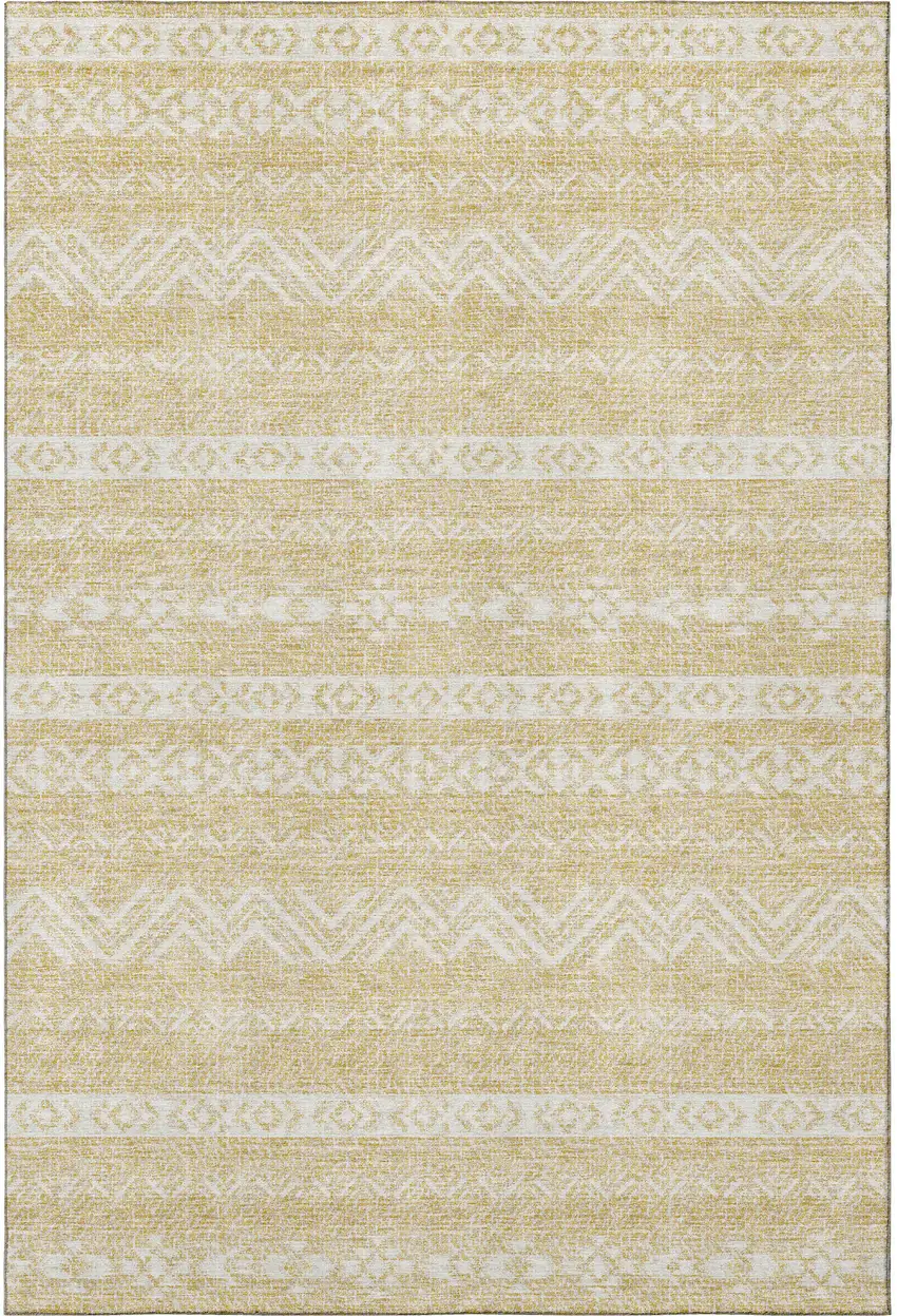 Gold And Beige Southwestern Washable Area Rug With UV Protection Photo 4