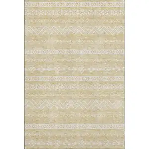 Photo of Gold And Beige Southwestern Washable Area Rug With UV Protection