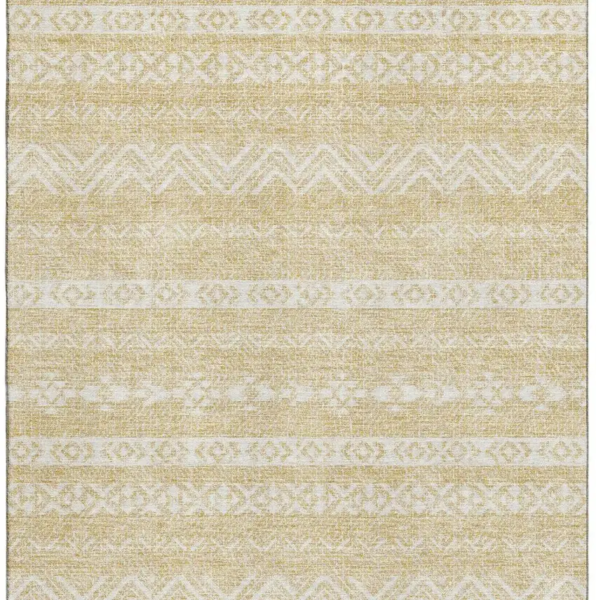 Gold And Beige Southwestern Washable Area Rug With UV Protection Photo 4