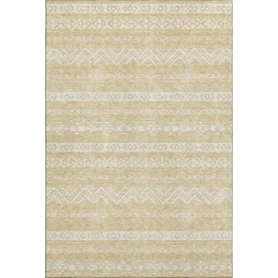 Gold And Beige Southwestern Washable Area Rug With UV Protection Photo 1