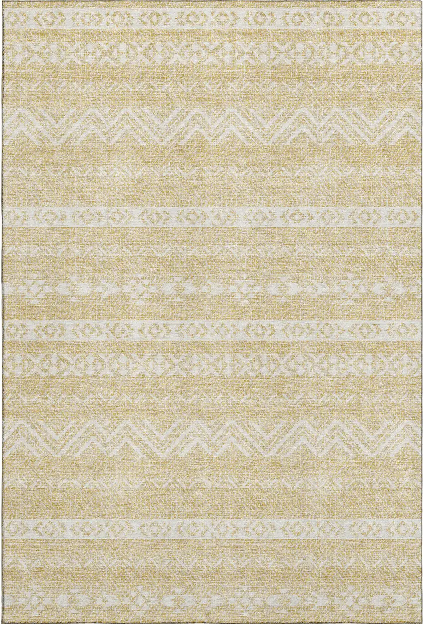 Gold And Beige Southwestern Washable Area Rug With UV Protection Photo 1