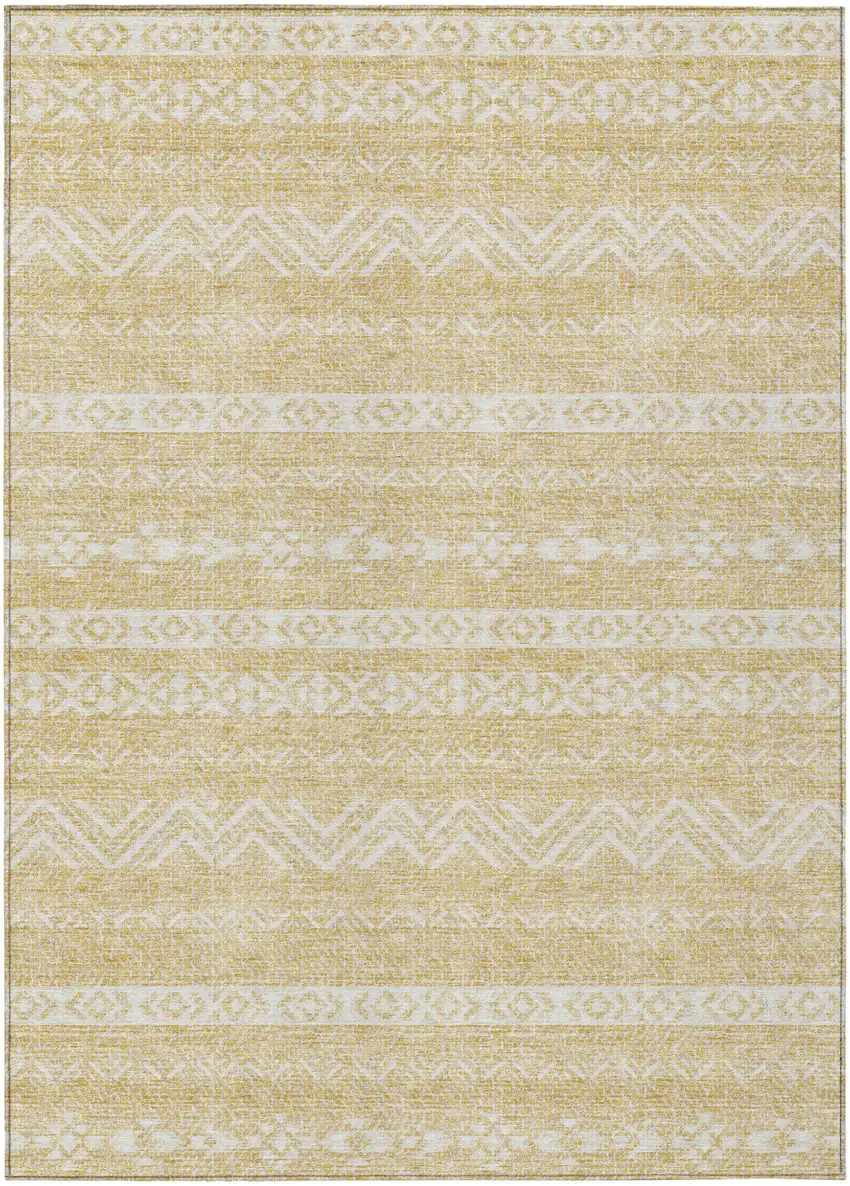 Gold And Beige Southwestern Washable Indoor Outdoor Area Rug Photo 2