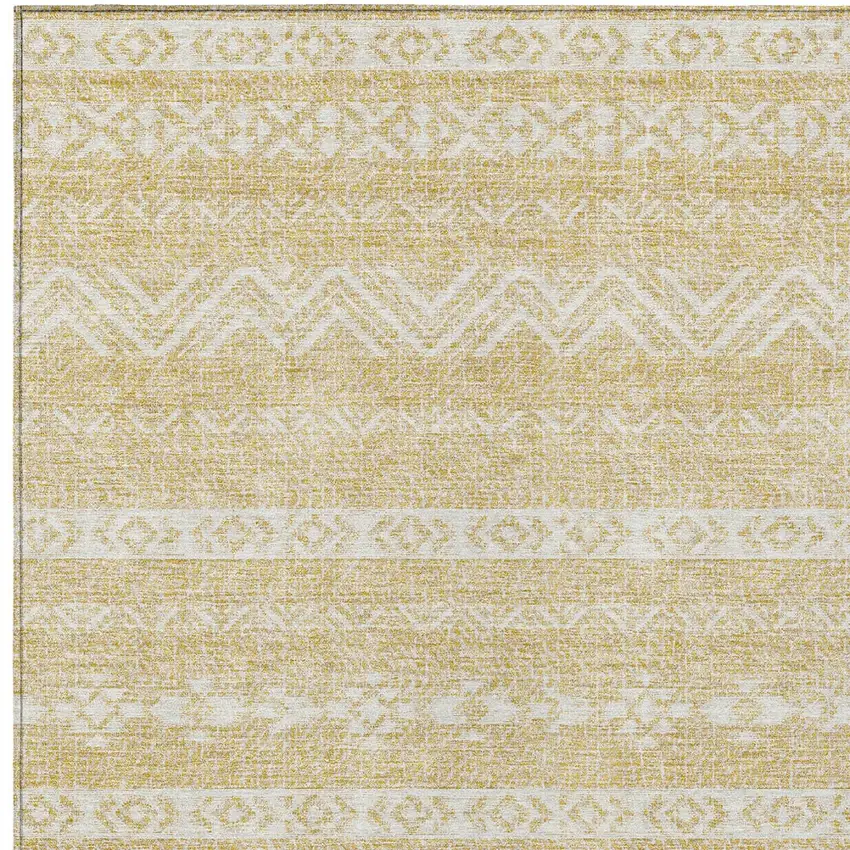 Gold And Beige Southwestern Washable Indoor Outdoor Area Rug Photo 6