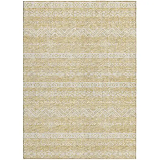 Gold And Beige Southwestern Washable Indoor Outdoor Area Rug Photo 7