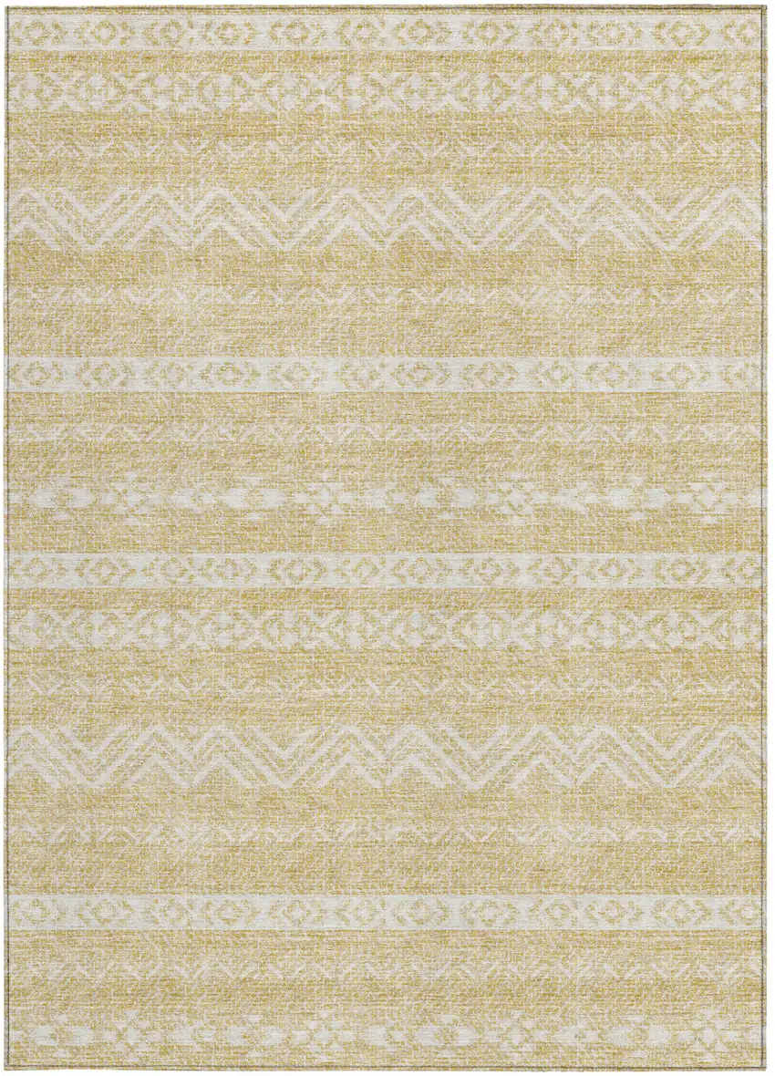 Gold And Beige Southwestern Washable Indoor Outdoor Area Rug Photo 7