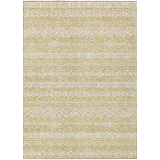 Gold And Beige Southwestern Washable Indoor Outdoor Area Rug Photo 2