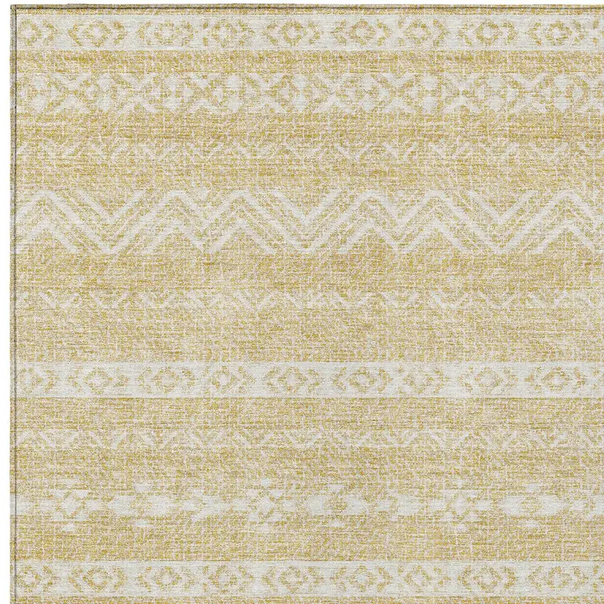 Gold And Beige Southwestern Washable Indoor Outdoor Area Rug Photo 6