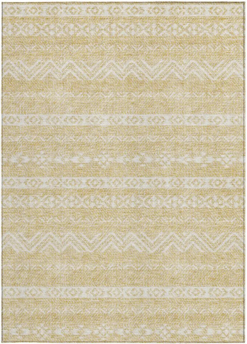 Gold And Beige Southwestern Washable Indoor Outdoor Area Rug Photo 6