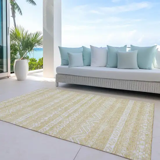 Gold And Beige Southwestern Washable Indoor Outdoor Area Rug Photo 7