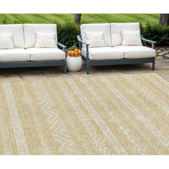 Gold And Beige Southwestern Washable Indoor Outdoor Area Rug Photo 1