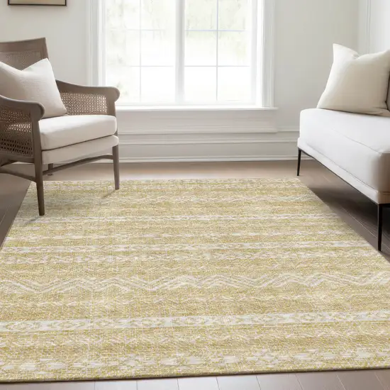 Gold And Beige Southwestern Washable Indoor Outdoor Area Rug Photo 8