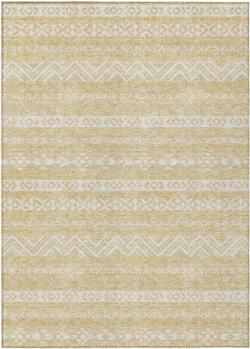 Gold And Beige Southwestern Washable Indoor Outdoor Area Rug Photo 2