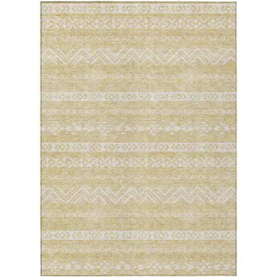 Gold And Beige Southwestern Washable Indoor Outdoor Area Rug Photo 2