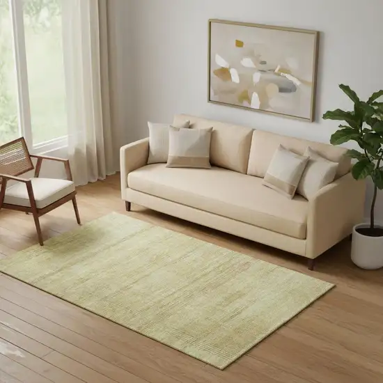 Gold And Beige Striped Washable Area Rug With UV Protection Photo 2