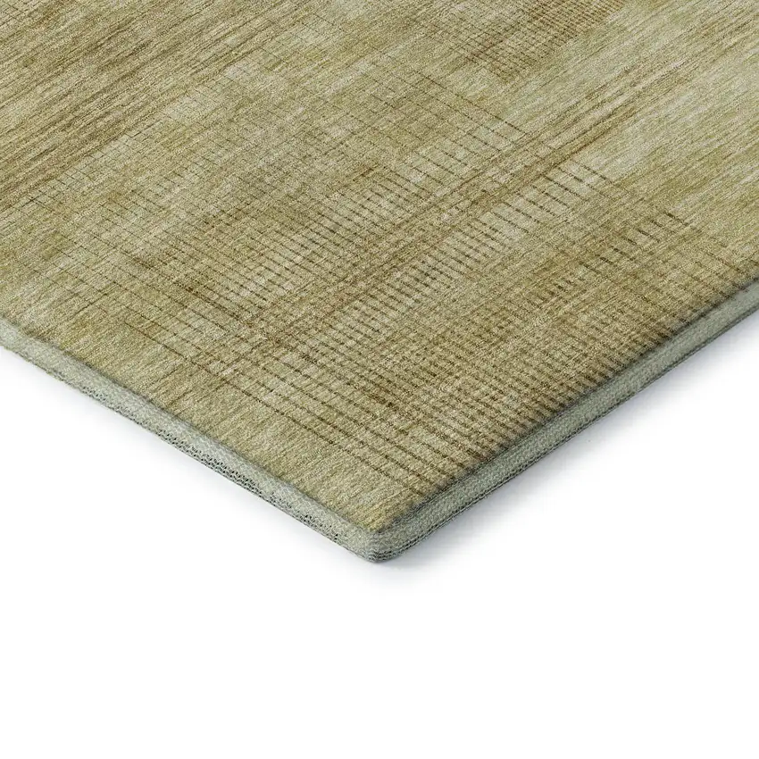 Gold And Beige Striped Washable Area Rug With UV Protection Photo 5