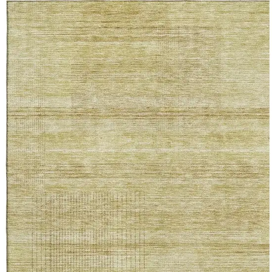 Gold And Beige Striped Washable Area Rug With UV Protection Photo 3