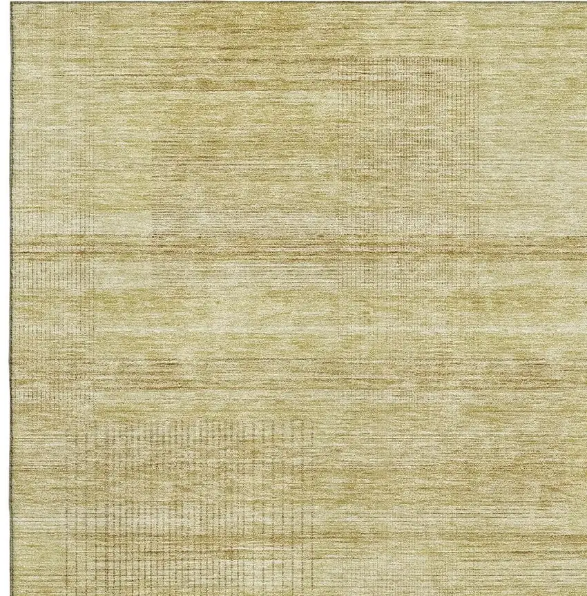 Gold And Beige Striped Washable Area Rug With UV Protection Photo 3