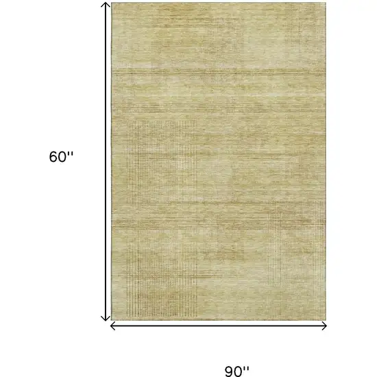 Gold And Beige Striped Washable Area Rug With UV Protection Photo 7