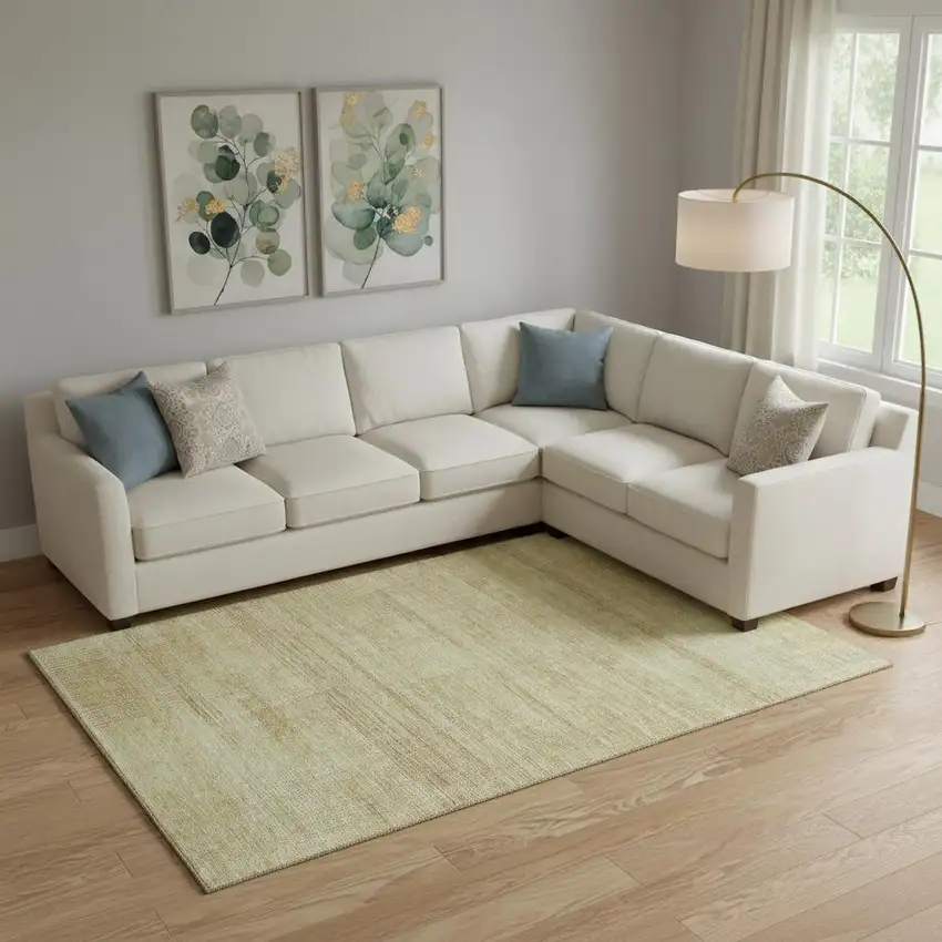 Gold And Beige Striped Washable Area Rug With UV Protection Photo 2