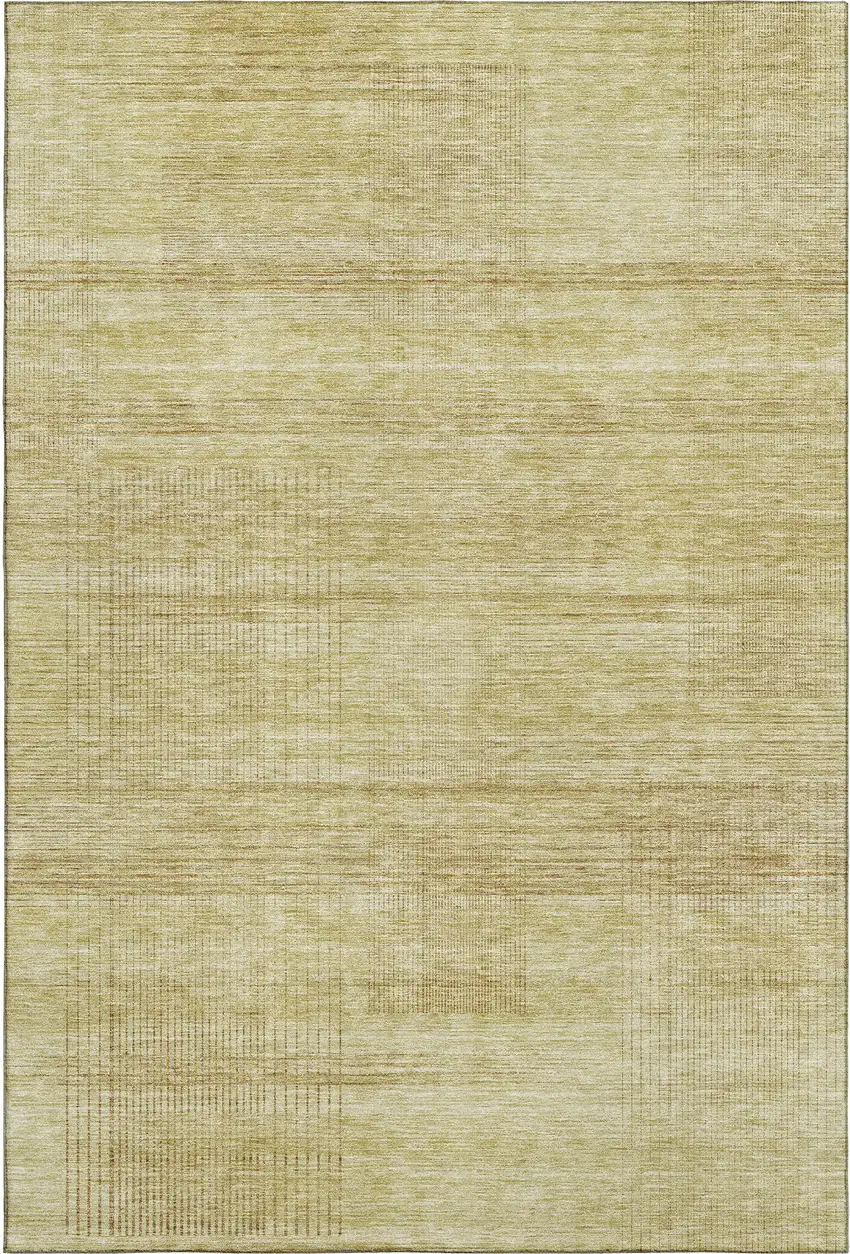 Gold And Beige Striped Washable Area Rug With UV Protection Photo 3