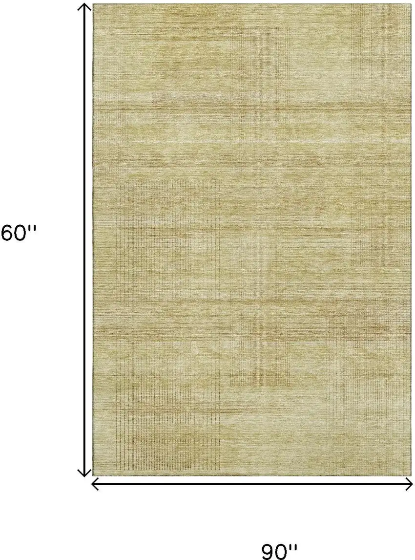 Gold And Beige Striped Washable Area Rug With UV Protection Photo 7