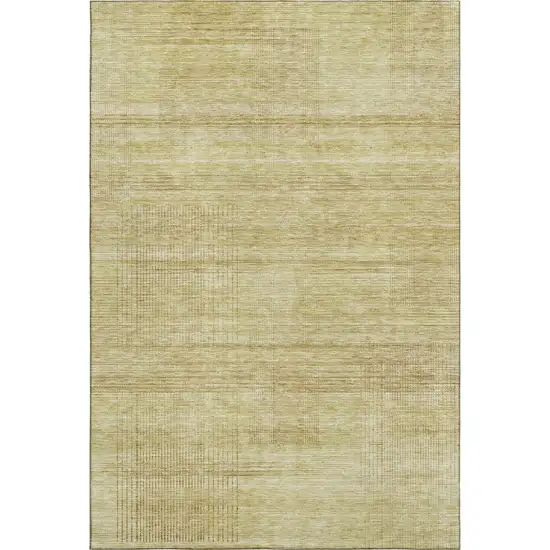 Gold And Beige Striped Washable Area Rug With UV Protection Photo 3