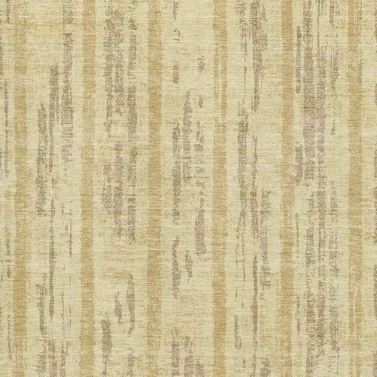 Gold And Beige Striped Washable Area Rug With UV Protection Photo 4