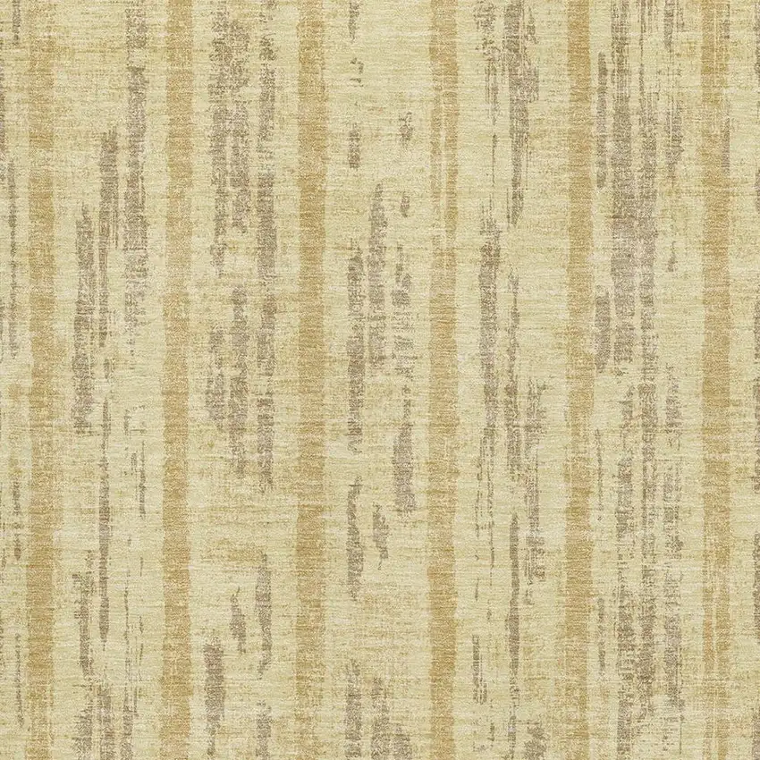 Gold And Beige Striped Washable Area Rug With UV Protection Photo 4