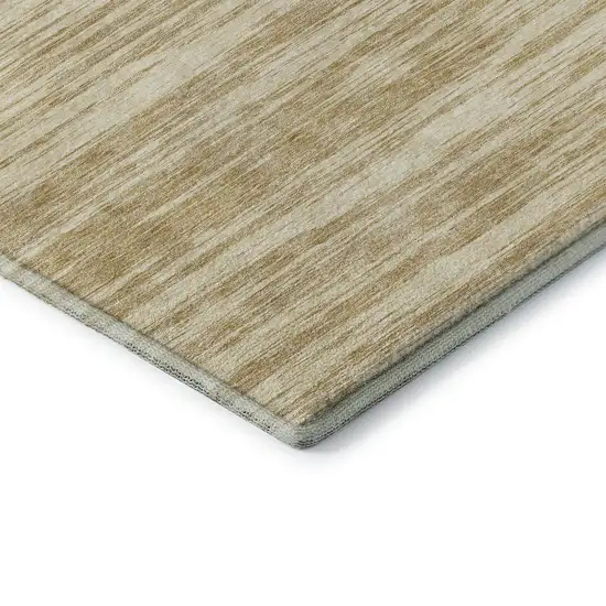 Gold And Beige Striped Washable Area Rug With UV Protection Photo 7