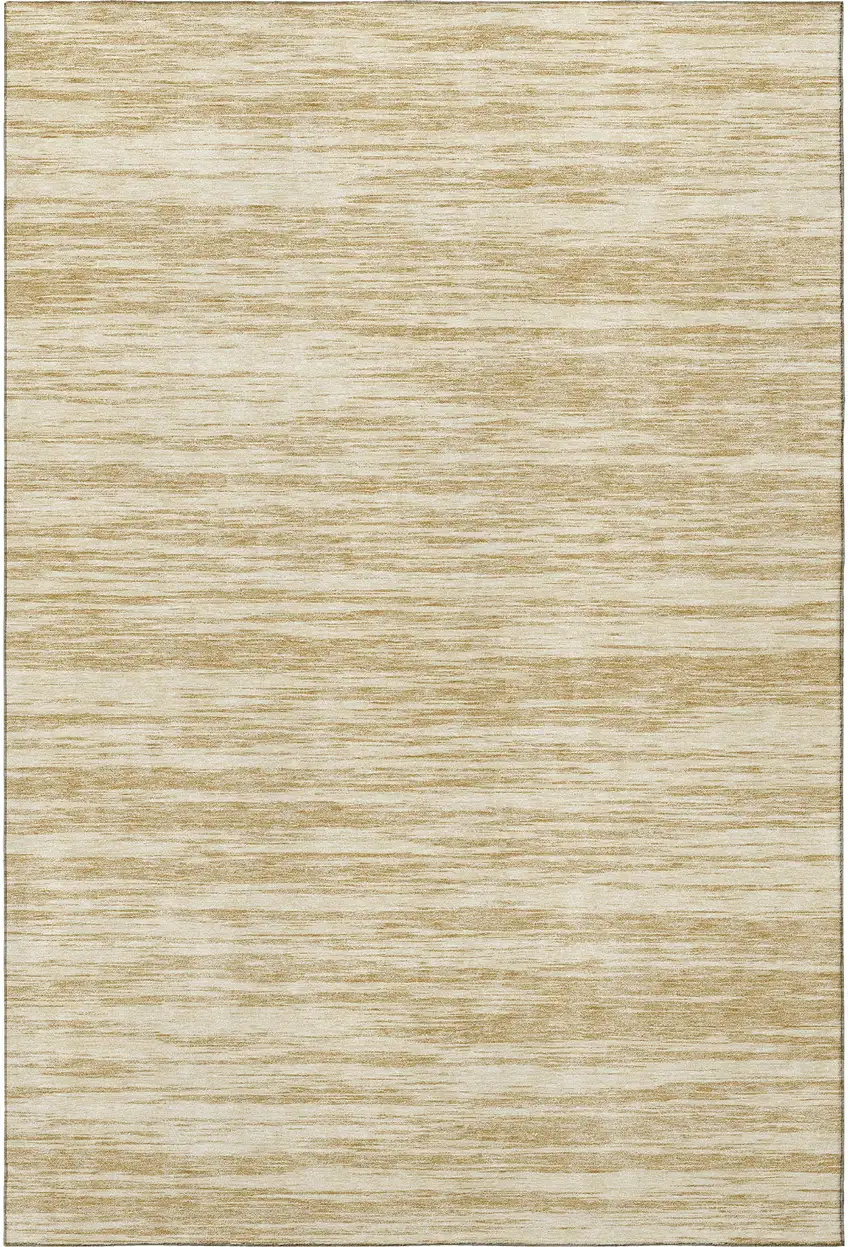 Gold And Beige Striped Washable Area Rug With UV Protection Photo 4