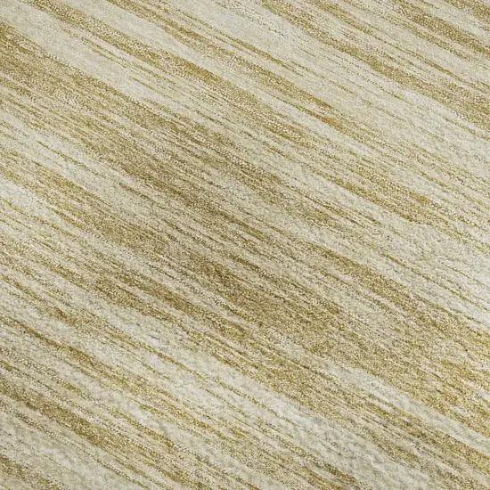 Gold And Beige Striped Washable Area Rug With UV Protection Photo 2