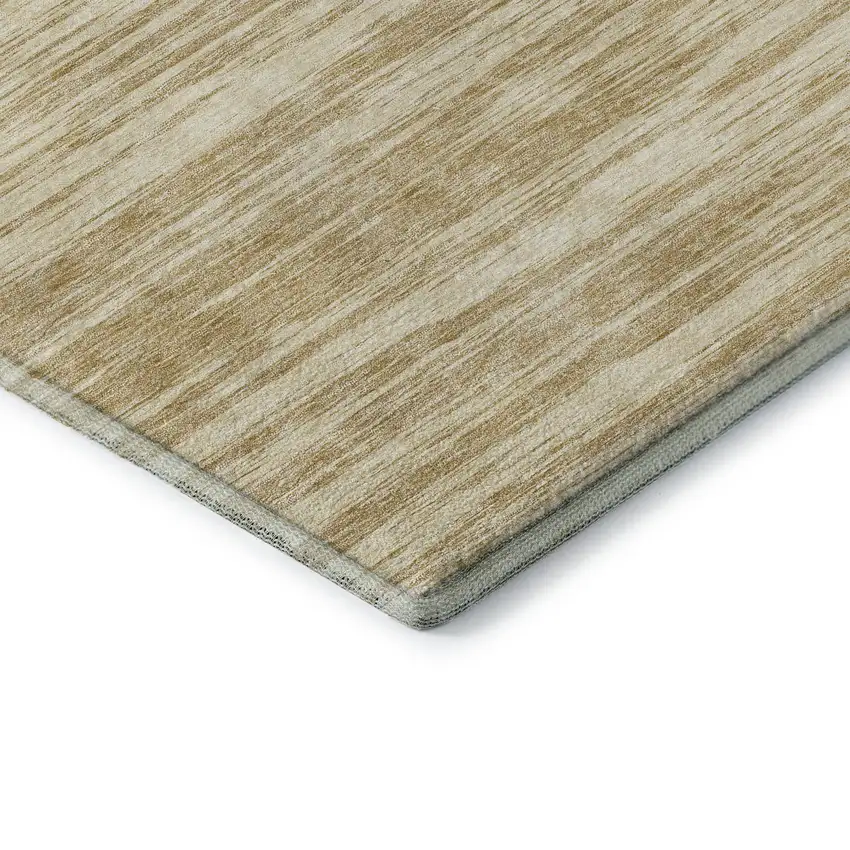 Gold And Beige Striped Washable Area Rug With UV Protection Photo 6