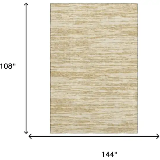 Gold And Beige Striped Washable Area Rug With UV Protection Photo 9