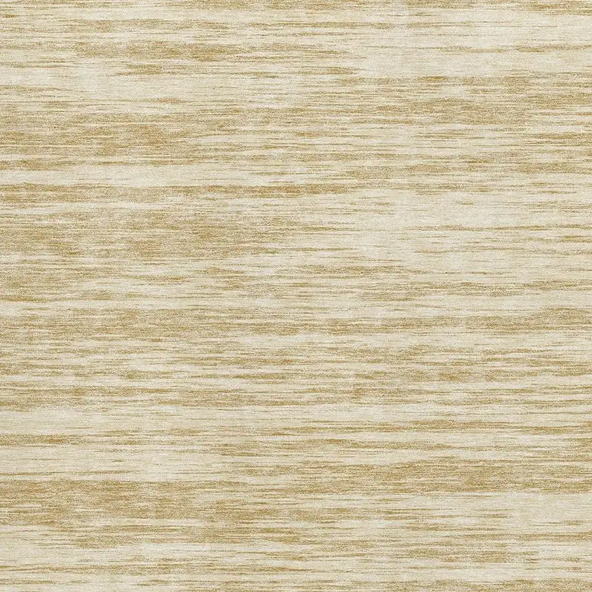 Gold And Beige Striped Washable Area Rug With UV Protection Photo 3