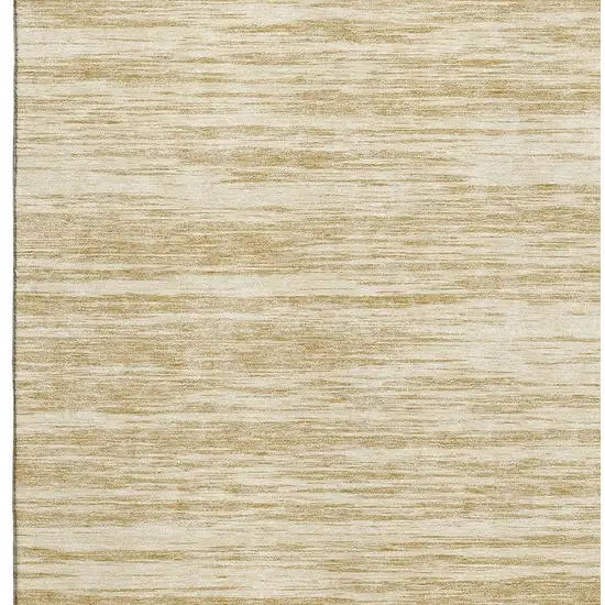 Gold And Beige Striped Washable Area Rug With UV Protection Photo 3