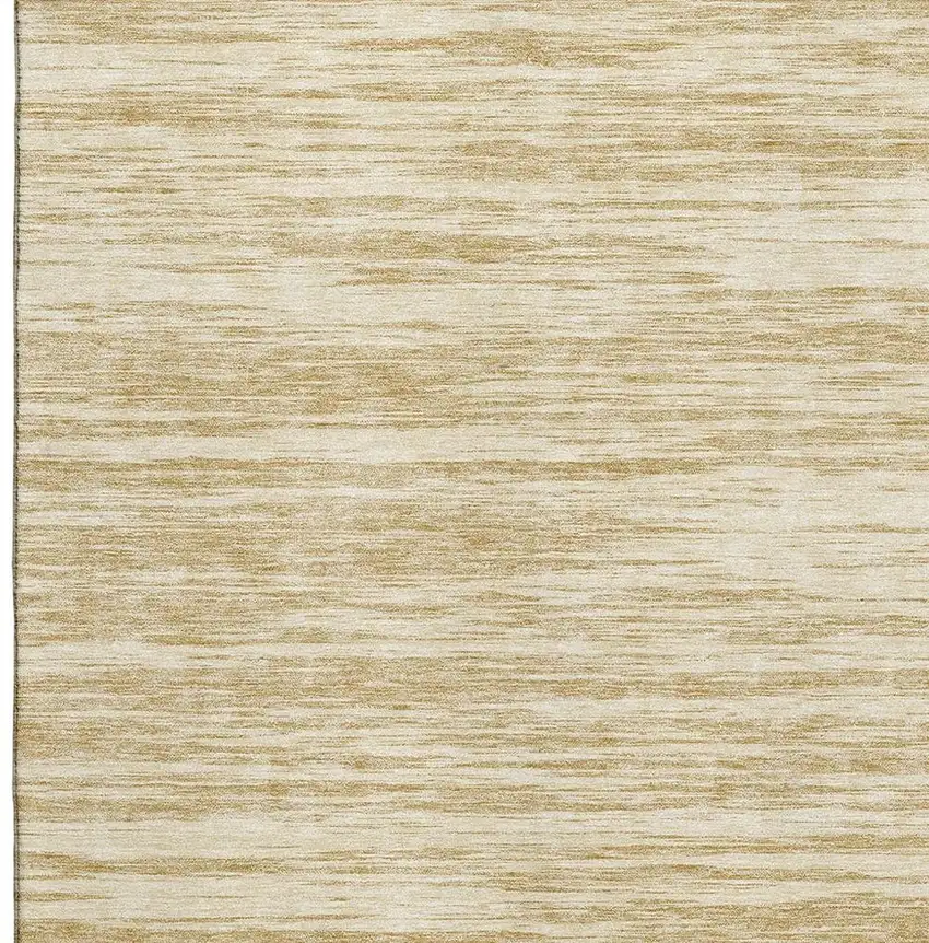 Gold And Beige Striped Washable Area Rug With UV Protection Photo 3
