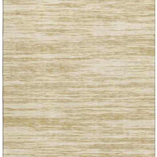 Gold And Beige Striped Washable Area Rug With UV Protection Photo 4