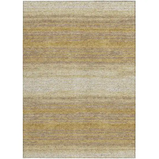 Gold And Beige Abstract Washable Indoor Outdoor Area Rug Photo 6
