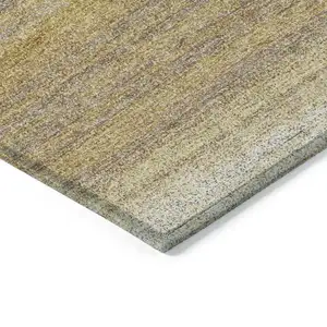 Photo of Gold And Beige Striped Washable Indoor Outdoor Area Rug