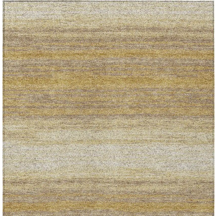 Gold And Beige Striped Washable Indoor Outdoor Area Rug Photo 7