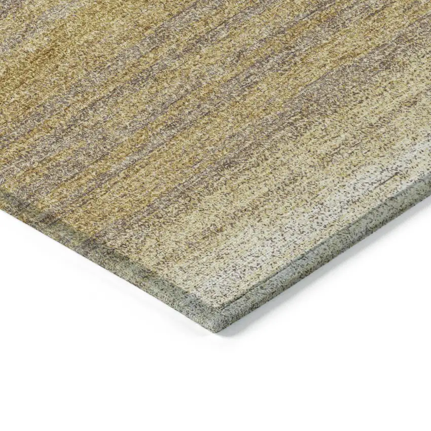 Gold And Beige Striped Washable Indoor Outdoor Area Rug Photo 5