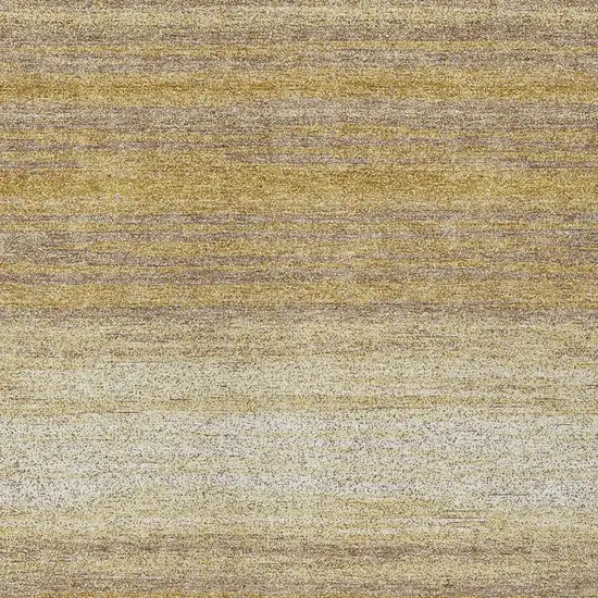 Gold And Beige Striped Washable Indoor Outdoor Area Rug Photo 6